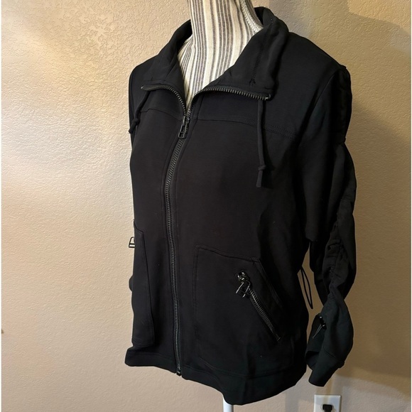 NWT Democracy Jacket Medium Black Soft Stretchy Steel-tone Zippers Pullstrings - Picture 9 of 16
